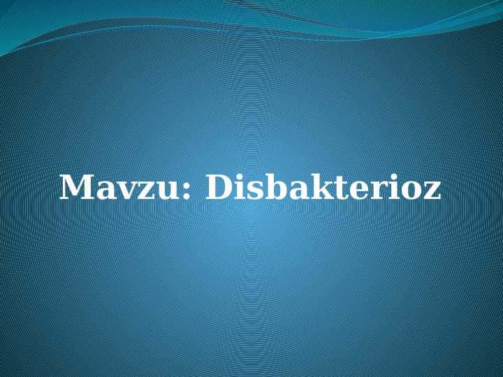 Disbakterioz