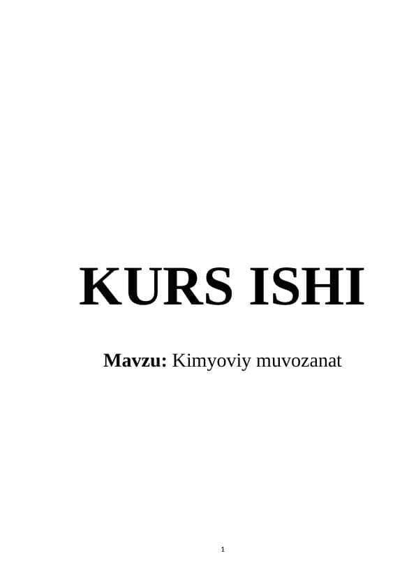 Kimyoviy muvozanat