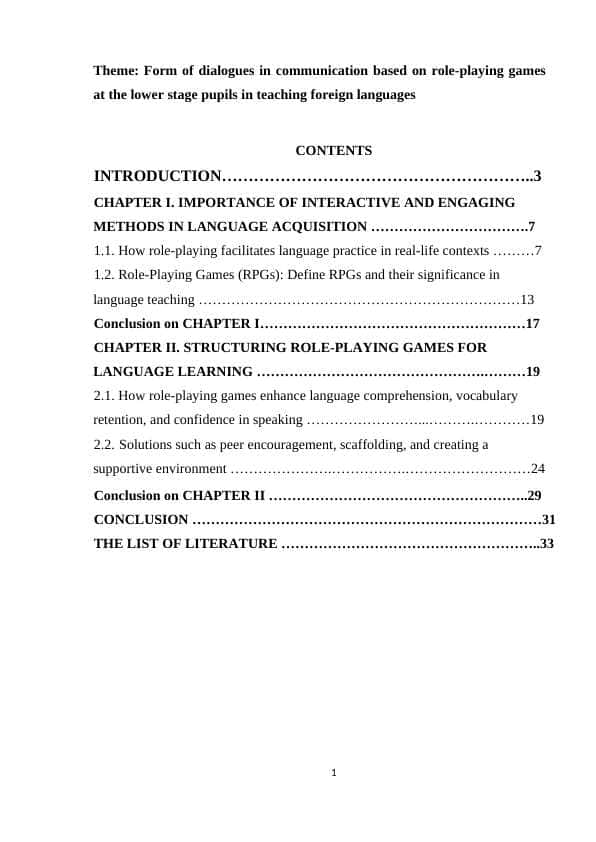 Form of dialogues in communication based on role-playing games at the lower stage pupils in teaching foreign languages