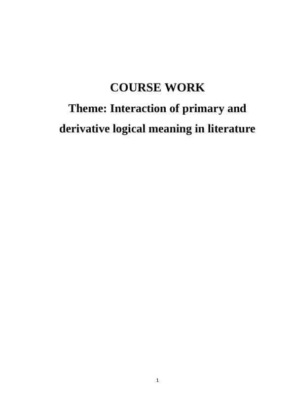 Interaction of primary and derivative logical meaning in literature