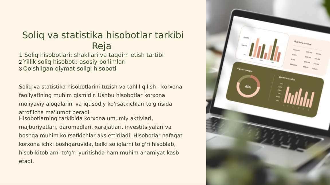 Soliq va statistika hisobotlar tarkibi