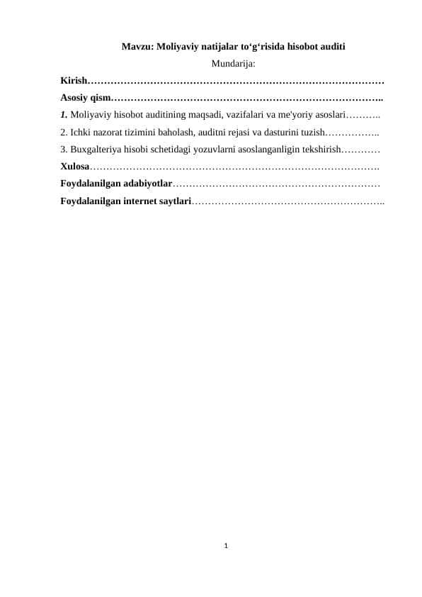 Moliyaviy natijalar toʻgʻrisida hisobot auditi