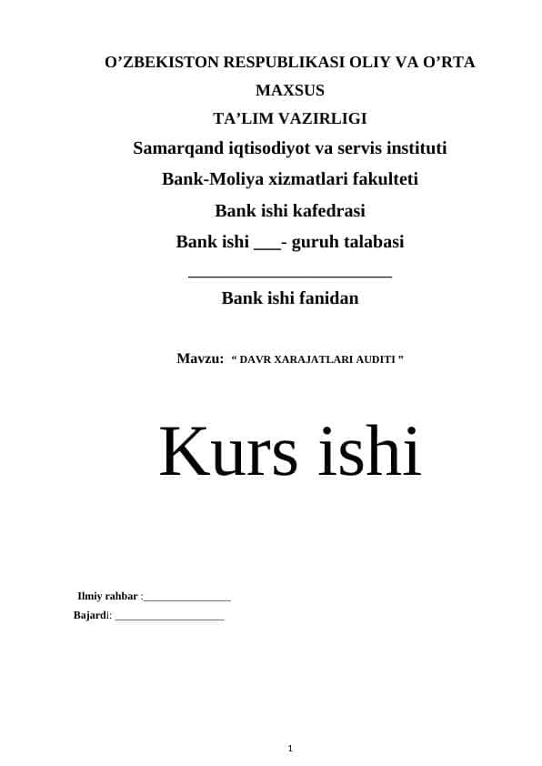 DAVR XARAJATLARI AUDITI