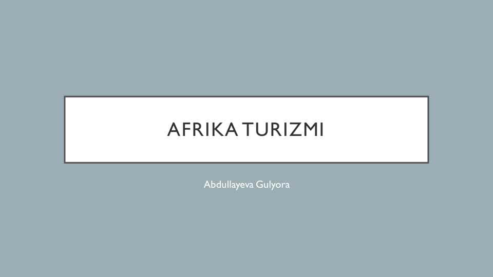 AFRIKA TURIZMI