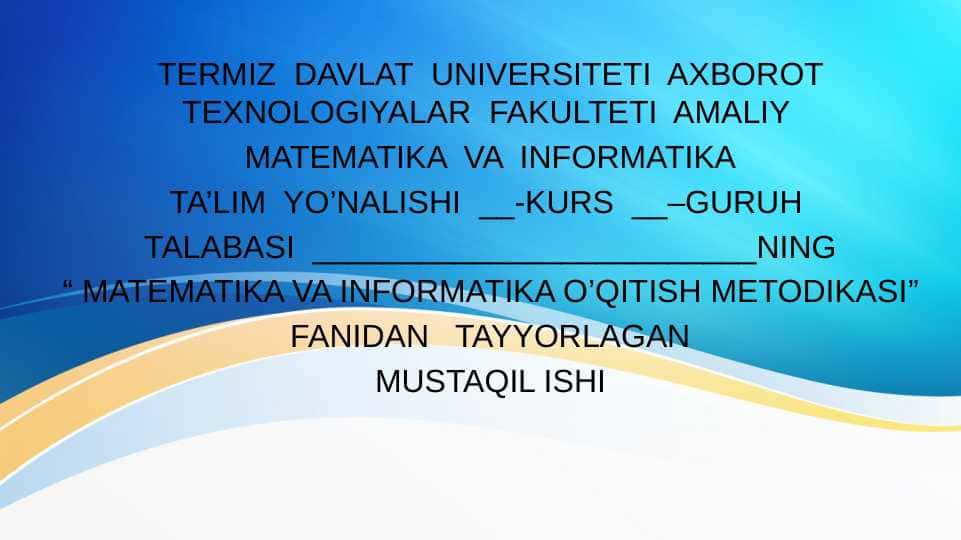 Informatkani o’qitishda loyihalar metodi