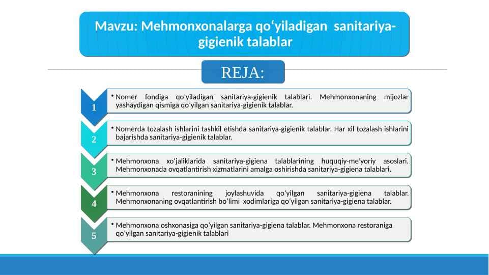 Mehmonxonalarga qo‘yiladigan sanitariya-gigienik talablar