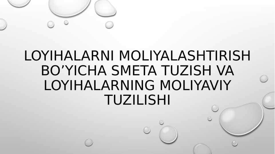 Loyihalarni moliyalashtirish