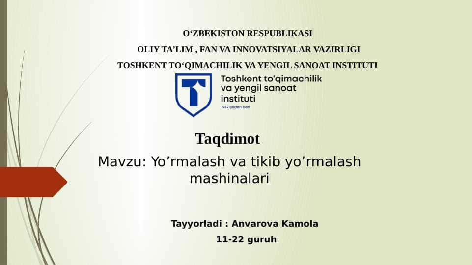Yo’rmalash va tikib yo’rmalash mashinalari