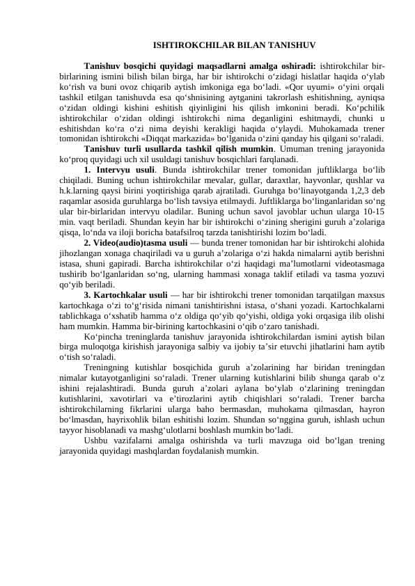 Psixologik treninglar - 1