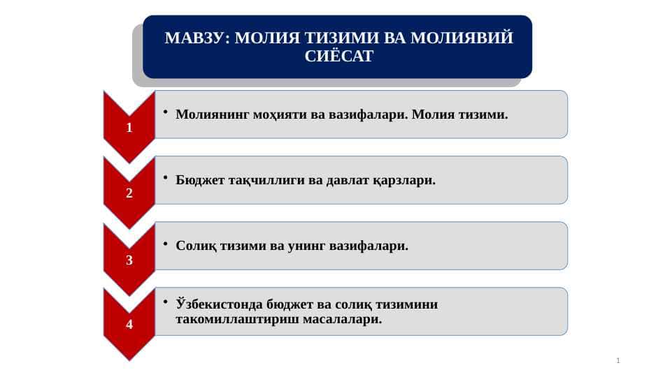 МОЛИЯ ТИЗИМИ ВА МОЛИЯВИЙ СИЁСАТ
