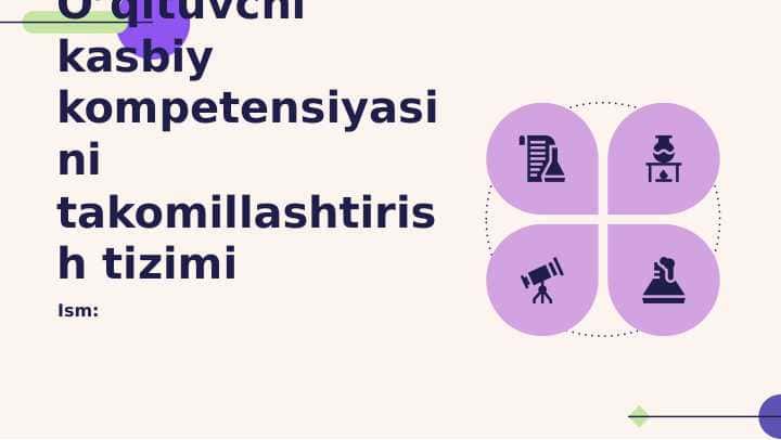 O’qituvchi kasbiy kompetensiyasini takomillashtirish tizimi