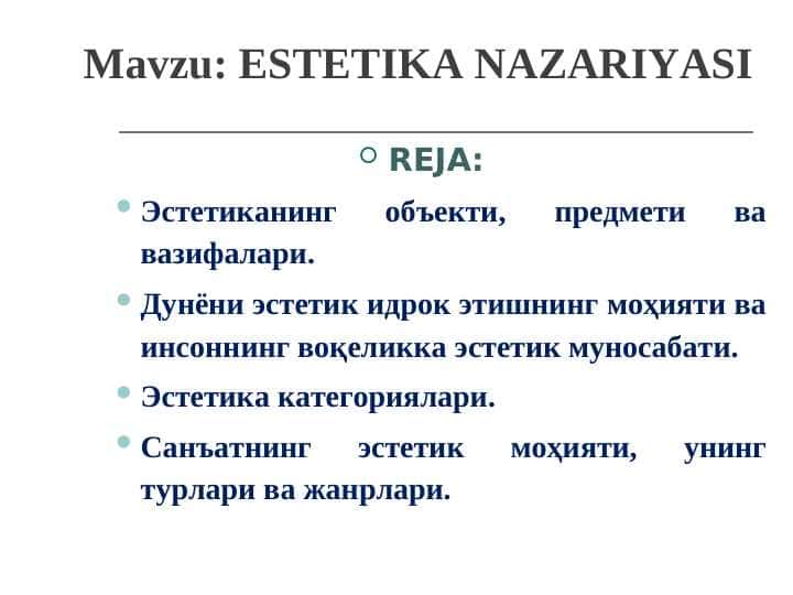 ESTETIKA NAZARIYASI