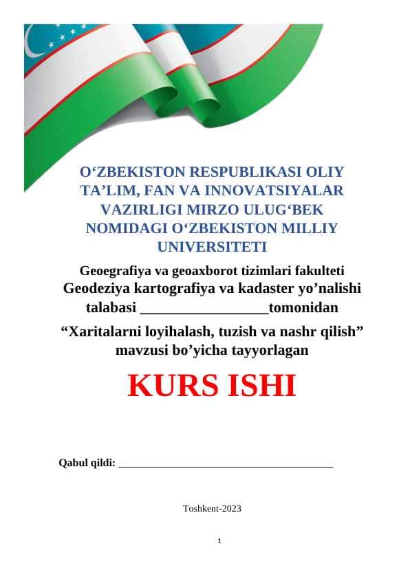 Xaritalarni loyihalash tuzish va nashr qilish