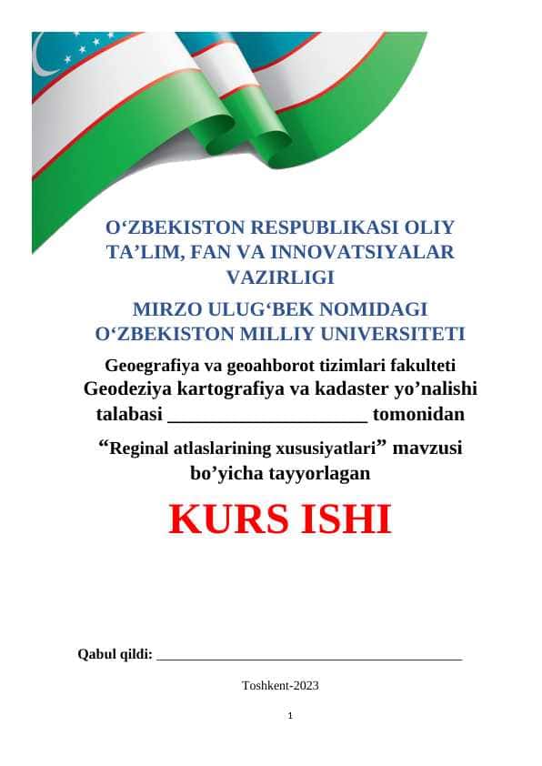 “Reginal atlaslarining xususiyatlari” mavzusi