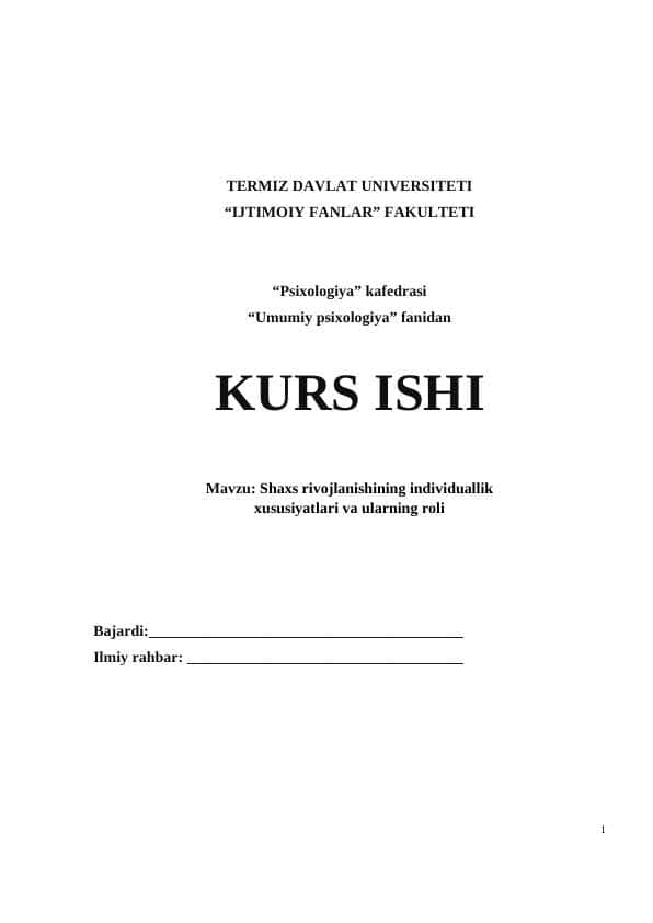 Shaxs rivojlanishining individuallik xususiyatlari va ularning roli