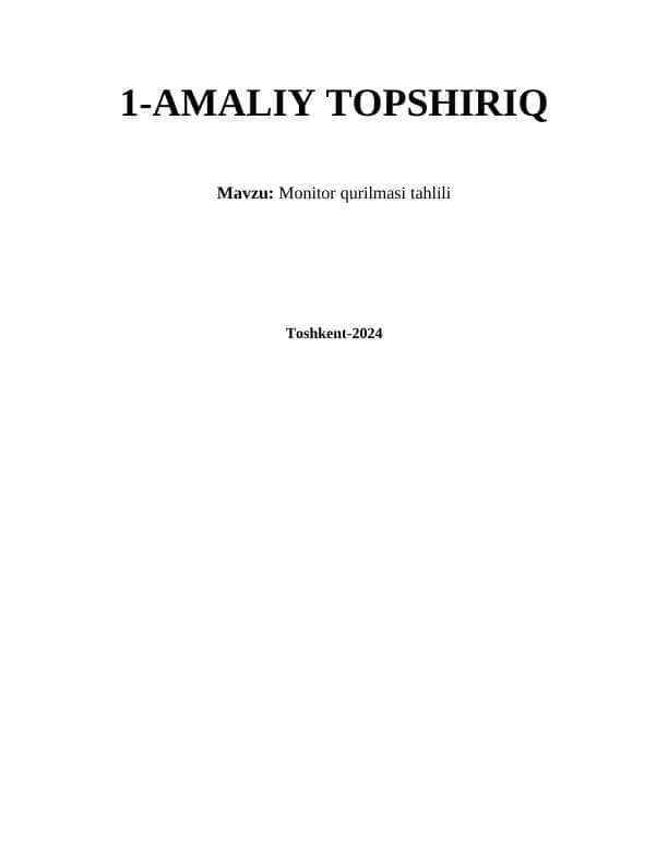 Monitor qurilmasi tahlili