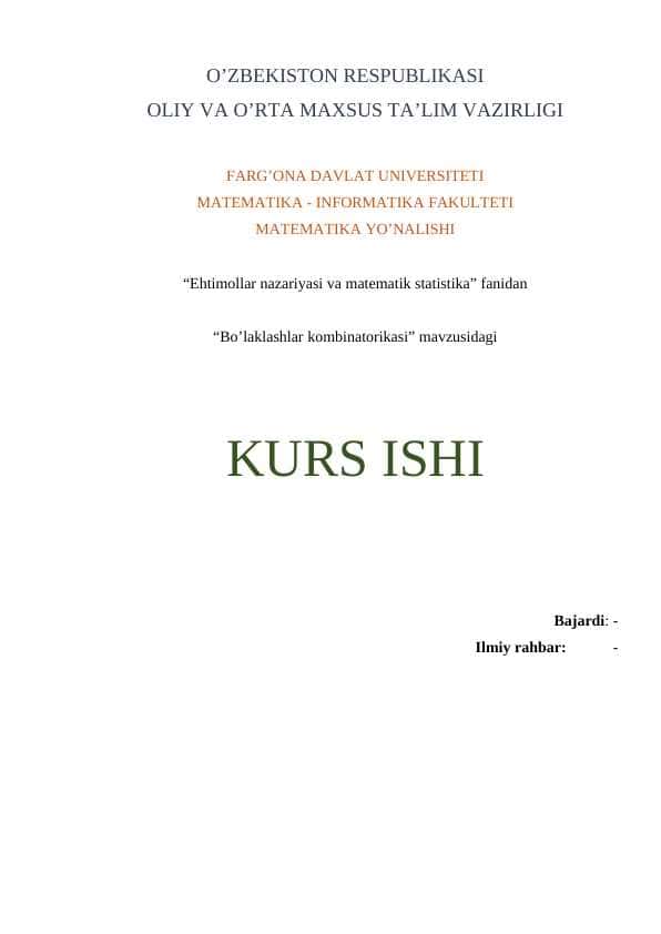 Bo’laklashlar kombinatorikasi