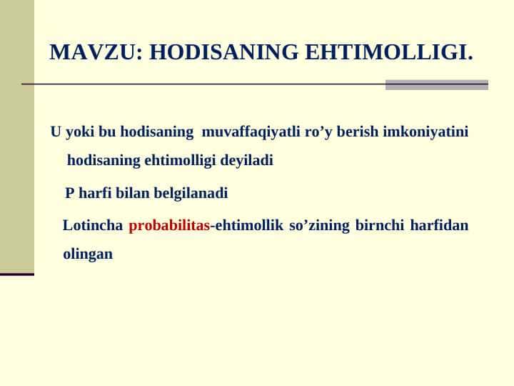 HODISANING EHTIMOLLIGI.