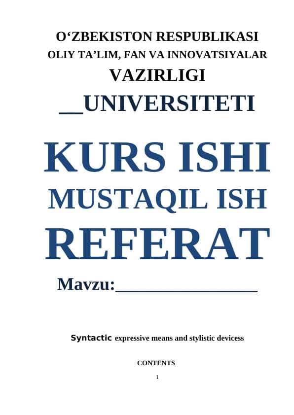 Syntactic expressive means and stylistic devicess