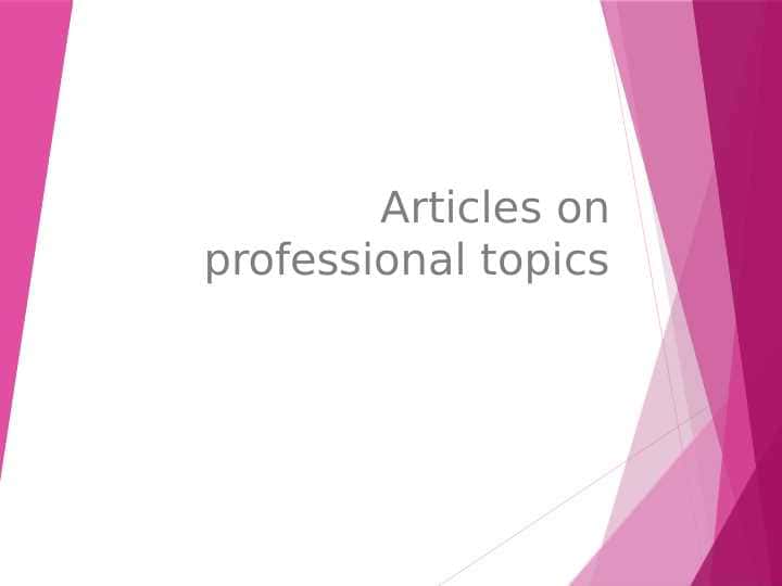Articles on professional topics