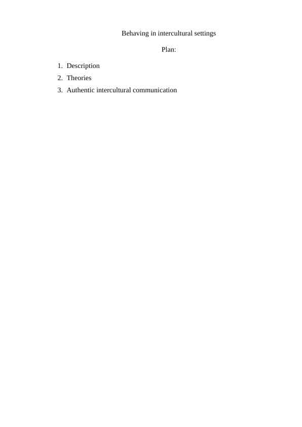 Behaving in intercultural settings