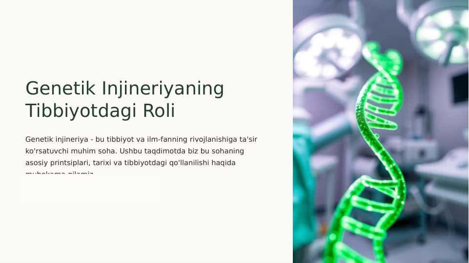 Genetik Injineriyaning Tibbiyotdagi Roli