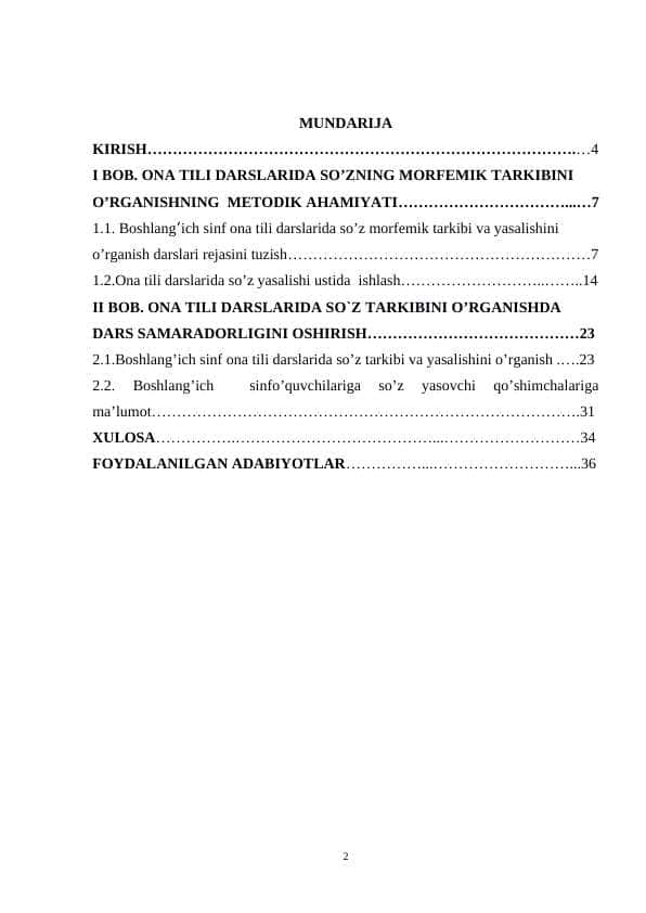 SO’Z TARKIBI MAVZUSINI O’RGATISH METODIKASI