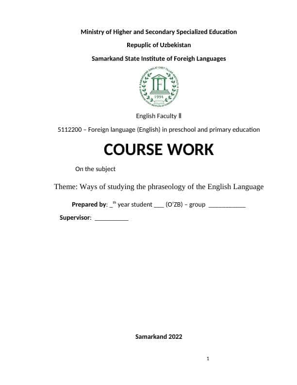 Ways of studying the phraseology of the English Language