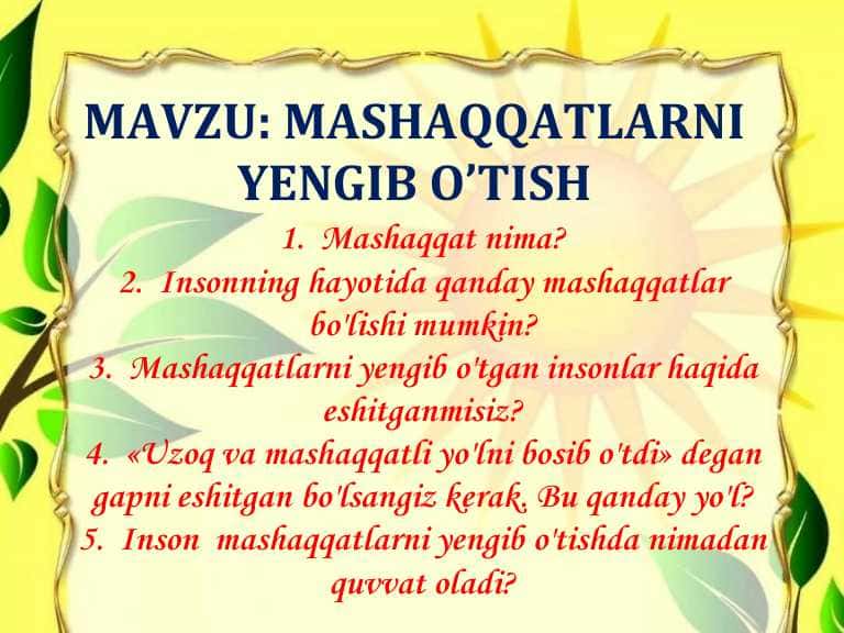 Mashaqqatlarni yengib o‘tish