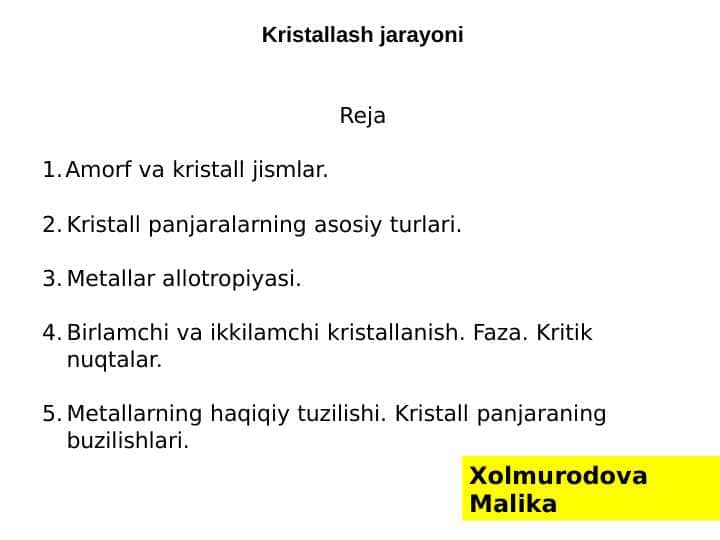 Kristallash jarayoni