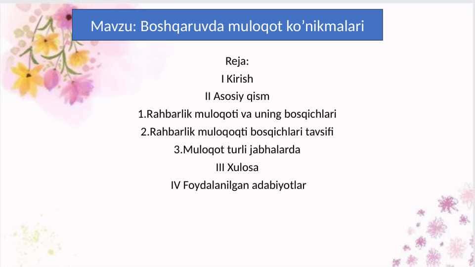 Boshqaruvda muloqot ko’nikmalari 30.pptx