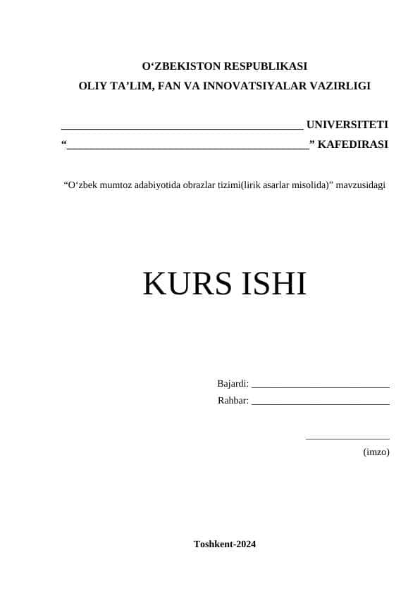 O‘zbek mumtoz adabiyotida obrazlar tizimi(lirik asarlar misolida)