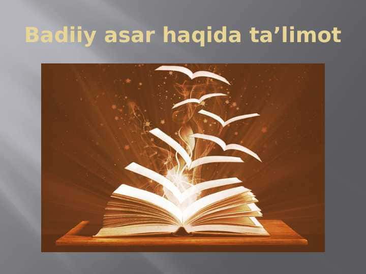 Badiiy asar haqida ta’limot