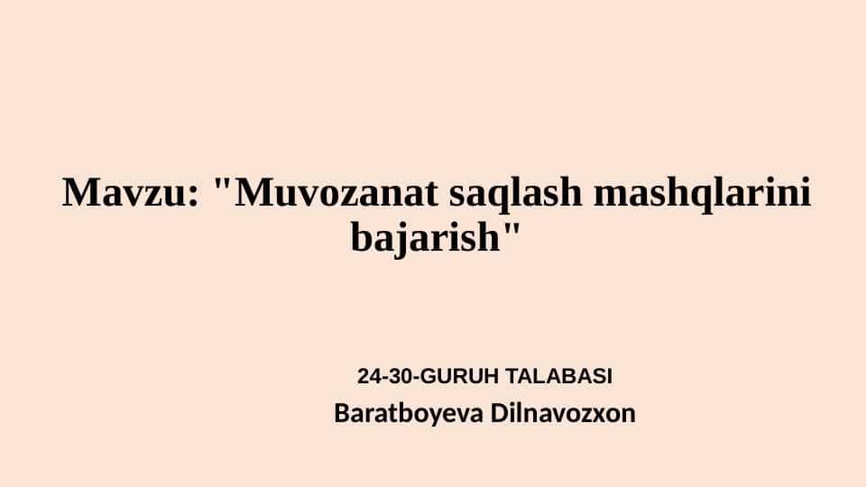 Muvozanat saqlash mashqlarini bajarish