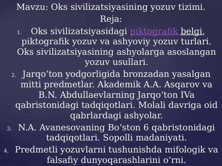 Oks sivilizatsiyasining yozuv tizimi