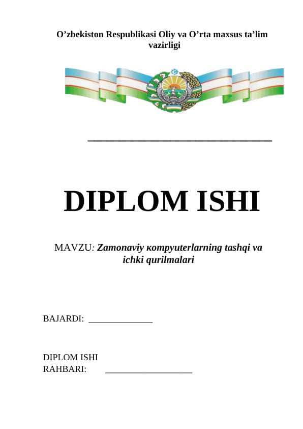Zamonaviy кompyuterlarning tashqi va ichki qurilmalari #Diplom ishi