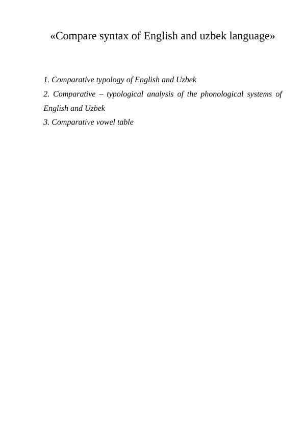 Compare syntax of English and uzbek langua