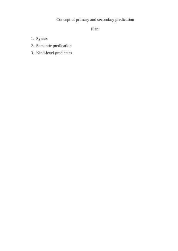 Concept of primary and secondary predication