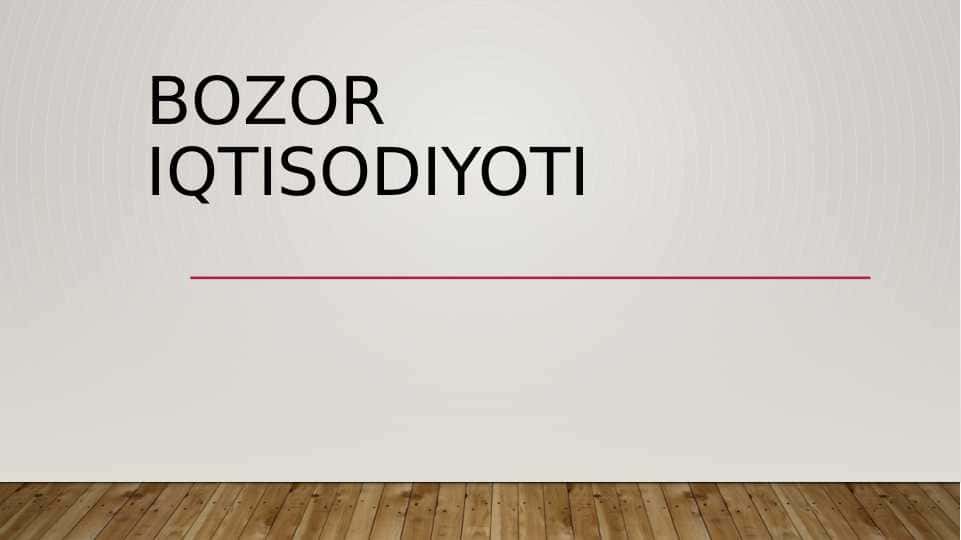 Bozor iqtisodiyoti