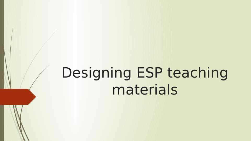 Designing ESP teaching materials