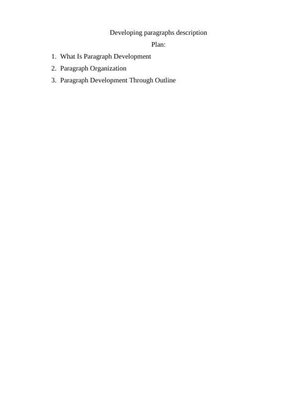 Developing paragraphs description