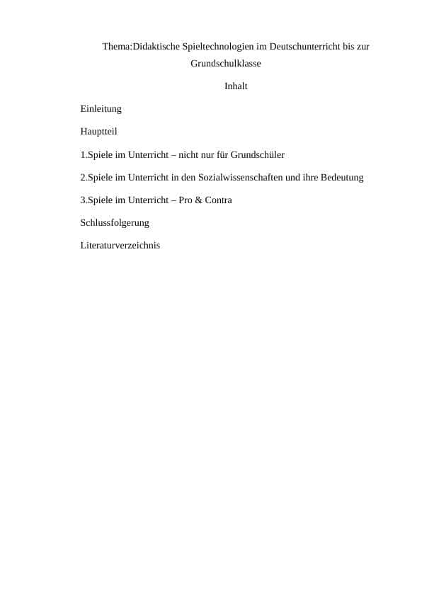Didaktische Spieltechnologien im Deutschunterricht bis zur Grundschulklasse