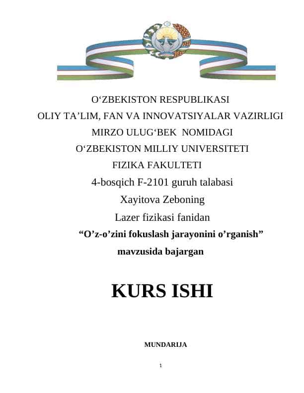 O’z-o’zini fokuslash jarayonini o’rganish