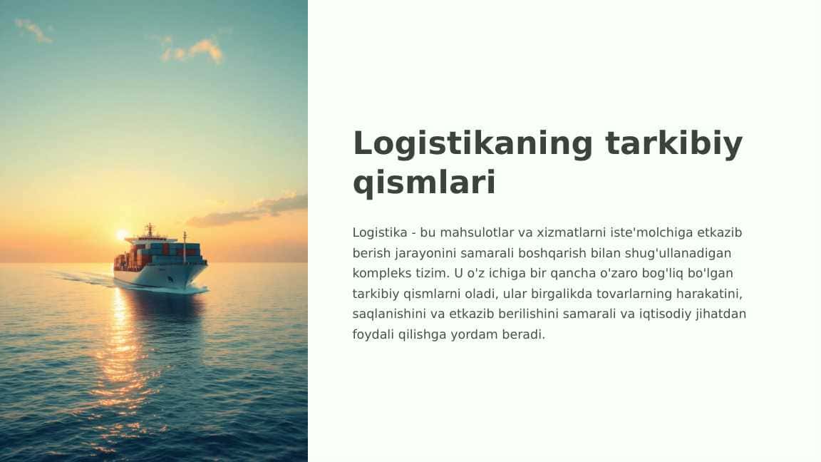 Logistikaning tarkibiy qismlari