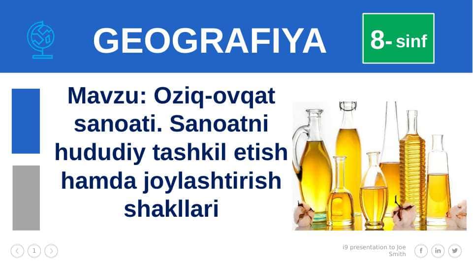 Oziq-ovqat sanoati. Sanoatni hududiy tashkil etish hamda joylashtirish shakllari