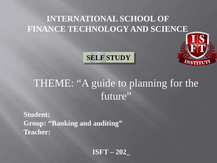 A guide to planning for the future.