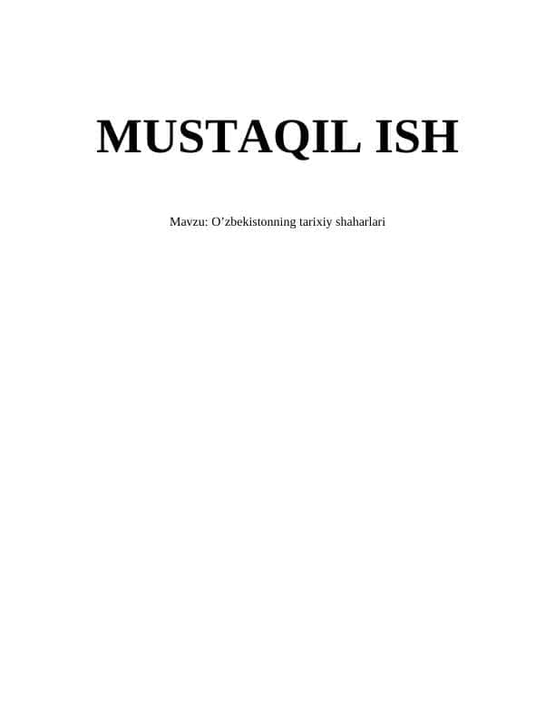 O’zbekistonning tarixiy shaharlari