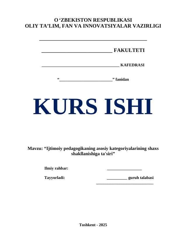 Ijtimoiy pedagogikaning asosiy kategoriyalarining shaxs shakllanishiga ta'siri