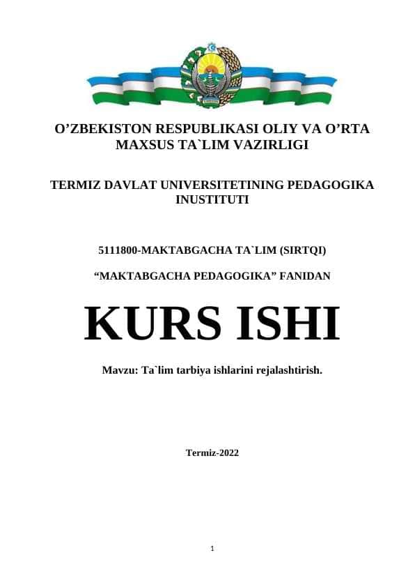 Ta`lim tarbiya ishlarini rejalashtirish.