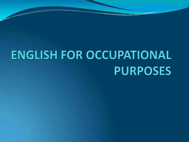 English for occupational purposes